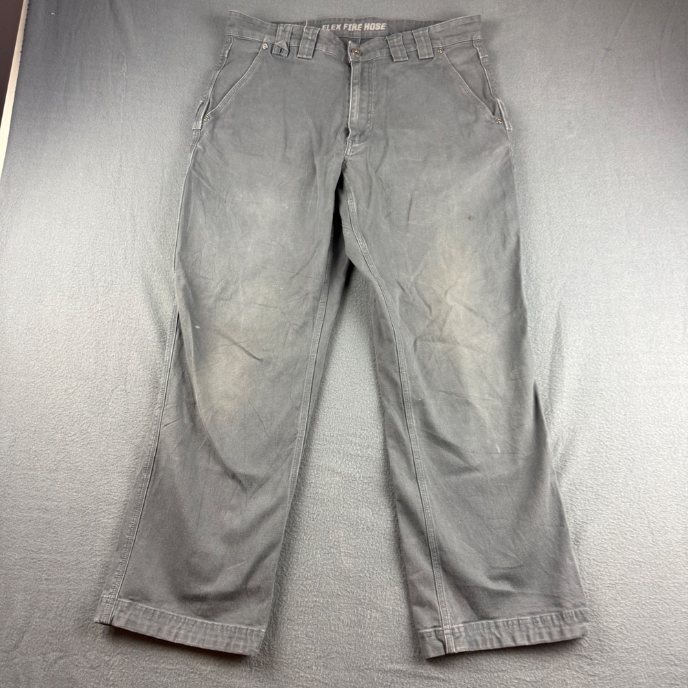 Duluth Trading Co Flex Fire Hose Pants Men's 36x30 (Fits 35x29) Gray Cargo Work